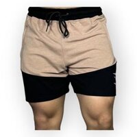 Quần short tập gym nam DOGYMSHOP chất thun nỉ da cá khô thoáng thoải mái QGQL8 - ĐEN NÂU ĐEN - M dưới 64kg dưới 1m65