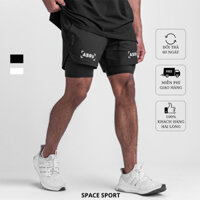 Quần Short Thể Thao 2 Lớp ASRV Tập Gym, Quần Đùi Nam Chạy Bộ Khô Thoáng Thoải Mái