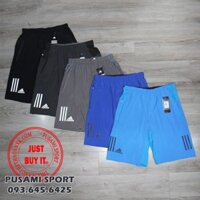 Quần short thể thao Adidas đen 3 sọc ngắn trắng