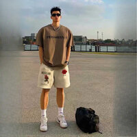 Quần Short Thể Thao Mỹ Nam Hoa Hồng In Hình 2025 Mới Phổ Biến Mùa Hè Plus Kích Thước Giữa Quần Rời Thường Ngày Năm Phần Tư Quần