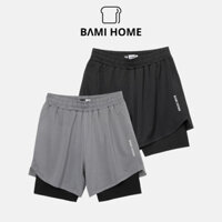 Quần short thể thao nam hai lớp BAMIHOME chất vải mè kết hợp thun lạnh bốn chiều QG06