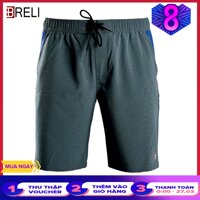 Quần short thể thao nam quần đùi thun nam polyester cao cấp Breli - BQS9009-1M-RTE2 (Xanh kẻ sọc) [bonus]