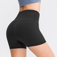 Quần short thể thao, tập gym dành cho nữ, cạp cao-Màu đen-Size NS