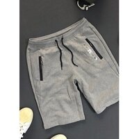 Quần short thun nam màu trơn lưng dây rút túi khóa kéo
