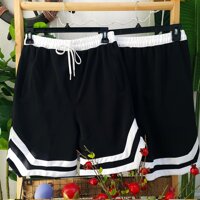 Quần short unisex bóng chày Chữ V Form Rộng nam nữ ulzzang KUN - ĐEN,XL