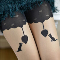 Quần short và tất an toàn hình trái tim mèo dễ thương, phong cách Nhật Bản, quần legging mỏng trong suốt thời trang cho phụ nữ mùa hè