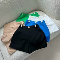 Quần short vải mưa cạp cao phối khuy mũi tên đẹp có nhiều màu quần đùi nữ kiểu đẹp
