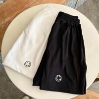 Quần short vải nữ thun cotton da cá unisex thể thao cao cấp ống rộng bigsize mặc nhà ngủ thời trang hàn quốc MẶT CƯỜI - - ĐEN,M40-60kg,1m45-1m65