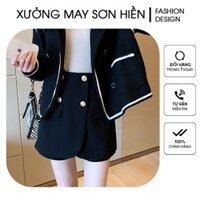 Quần Short Váy Nữ Cạp Cao Quần Váy 2 Tà 4 Cúc Trẻ Trung Xưởng May Sơn Hiền MS68