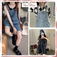 Quần short yếm vải jeans nữ quần yếm nữ 2 túi dáng ngắn 3 màu fullsize NinaStore