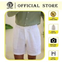 Quần shorts đùi nam 100% linen premium màu trắng