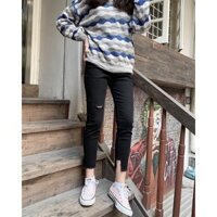 Quần Skinny Jeans Đen Rách S044 - Glister Closet