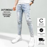 Quần Skinny Jeans Nam Bạc 2STOREGLE Dáng Ôm Chất Mịn Đẹp Không Phai Màu Vải Co Giãn Nhẹ Phong Cách Trẻ Trung