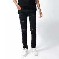 Quần Skinny Jeans Nam Faza Streetwear Màu Đen Rách Xước - Hàng Chính Hãng (QJ3 ĐEN)
