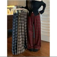 Quần Sọc Caro Dây Rút Ống Rộng Chất Dạ Đủ Size