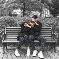 Quần sọc caro XANH ống suông  Nam nữ unisex Quần baggy caro Jaystoree - M