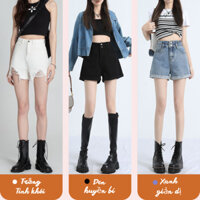 Quần Sooc Bò Jeans Nữ MIAA Thiết Kế Cạp Cao Hai Cúc Đủ 3 Màu Cá Tính chất jean cao cấp năng động mùa hè 2024