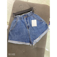 Quần sooc bò nữ, quần short bò nữ cạp Chun gấp gấu