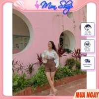 Quần sooc cạp cao 4 khuy dáng đẹp Hàn Quốc  chất tuyết mưa dày dặn đứng dáng Sơ vin mặc cực hack dáng