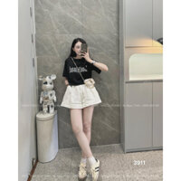 Quần sooc jeans nữ dáng ống xoè váy 2 cúc hàng chuẩn Qc loại 1 - sẵn
