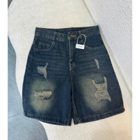 Quần Sooc Ngố Bò Nữ Lửng Thêu Min – Chất Bò Mềm, Lưng Cao, Form Suông Mặc Dễ Chịu