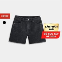 Quần soóc nữ CANIFA cạp cao form basic chất liệu cotton denim 6BS24S014