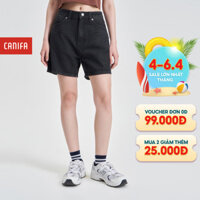 Quần soóc nữ CANIFA cạp cao form basic chất liệu cotton denim 6BS24S014