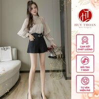 Quần sooc nữ cạp cao cho nữ, short cạp cao chất lụa thoáng mát - HT003