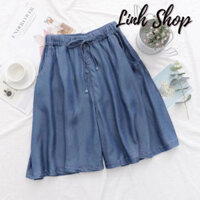 Quần soóc nữ jean DEMI chất vải siêu mát - tặng kèm dây chun buộc tóc A