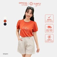 Quần sooc nữ SUNFLY chất linen thun dáng chữ A SFQ2031