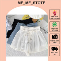 Quần sooc nữ xếp ly dáng rộng chun sau chất liệu vải đũi cotton phong cách hàn quốc