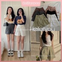 Quần sooc ống rộng xếp ly cạp chun lưng style ulzzang