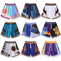 Quần Sooc Thể Thao Bóng Rổ Kiểu Mỹ  In Hình Lakers Sun Warriors Curry Thêu Tia Chớp Cổ Điển Thời Trang