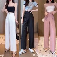 Quần Suông Cạp Cao Ren Bụng Khóa Trước 💓HOT TREND 2021💓 QUẦN VẢI ỐNG RÔNG CHẤT SIÊU ĐẸP   QS500