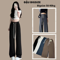 Quần suông dài thời trang bigsize nữ lưng thun form rộng chất gân tăm co giãn mềm mịn - Q14