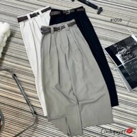 Quần suông dáng lửng kèm đai, Quần suông ống rộng basic kèm đai lưng