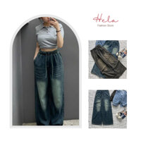Quần suông jean ống rộng lưng thun Hela Fashion Store