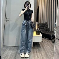 Quần suông jean VIZAKEY  cạp cao dáng dài thiết kể đơn giản trẻ trung chuẩn style Hàn Quốc cho nữ 8848