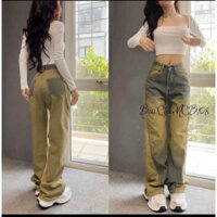 Quần Suông Jean Xanh Đậm Wax