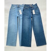 quần  suông jeans trơn cắt gấu , quần bò jeans suông Đứng cắt gấu