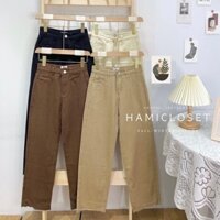 Quần suông kaki jeans ống rộng lưng cao dáng Culottes xuông rách gấu phong cách hàn quốc 6817