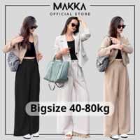 Quần suông MAKKA quần ống rộng cạp cao kèm túi, có ly trước phong cách công sở thanh lịch 9001