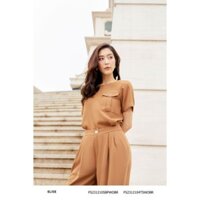 Quần suông nâu ly giữa nắp túi thiết kế Elise FS2312105BPWOBR