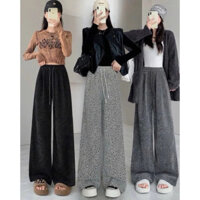 Quần Suông Nữ Cạp Chun Ống Rộng Dạ Kẻ Chéo Hotrend 2025 - Women, Ong