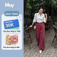 Quần Suông Nữ Màu Đỏ Hàng Thiết Kế Trẻ Trung Năng Động RR09, Quần Jeans Nữ Suông Gấu To Hottrend May Studio