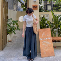 Quần suông ống rộng xếp li 2560 chất dày dặn form đẹp ( Ảnh thật )