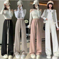 Quần Suông Tăm Hàn Ống Rộng Thời Trang Hottrend - Quần Suông Tăm Lưng Chun Dây Rút Ống Rộng Siêu Hot