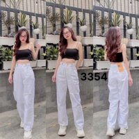 Quần suông trắng rách đùi có bass