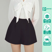 Quần Tafta Short Nữ Cạp Cao, Quần Short Ống Rộng 2 Lớp Vải Tafta Hàn Cao Cấp | POROS FASHION