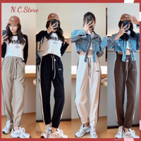 Quần Tăm Nhung Ống Bom Kẻ Sọc Dáng Thể Thao